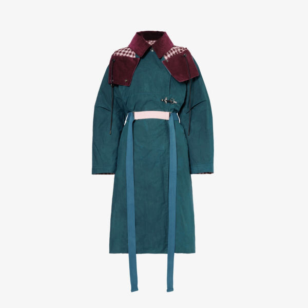 

Тренч из хлопка с контрастным воротником и покрытием Barbour International x ROKSANDA Vita Barbour, цвет forest