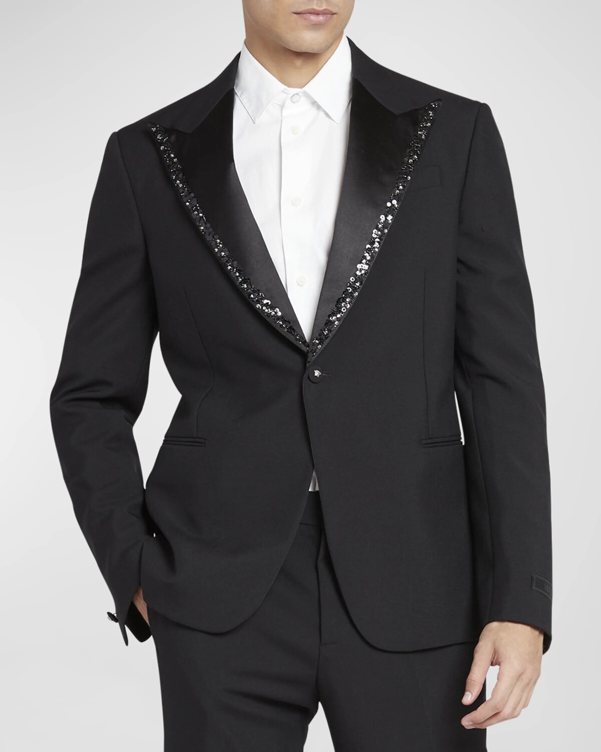 

Мужской смокинг с бисером и лацканами Versace, цвет Black
