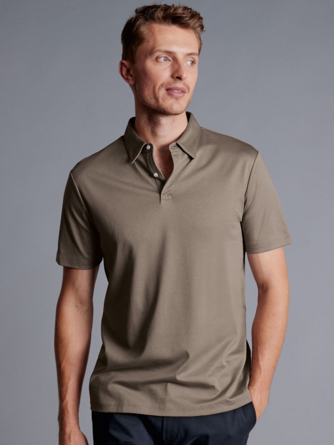 

Футболка-поло с короткими рукавами Charles Tyrwhitt Smart, серо-коричневый