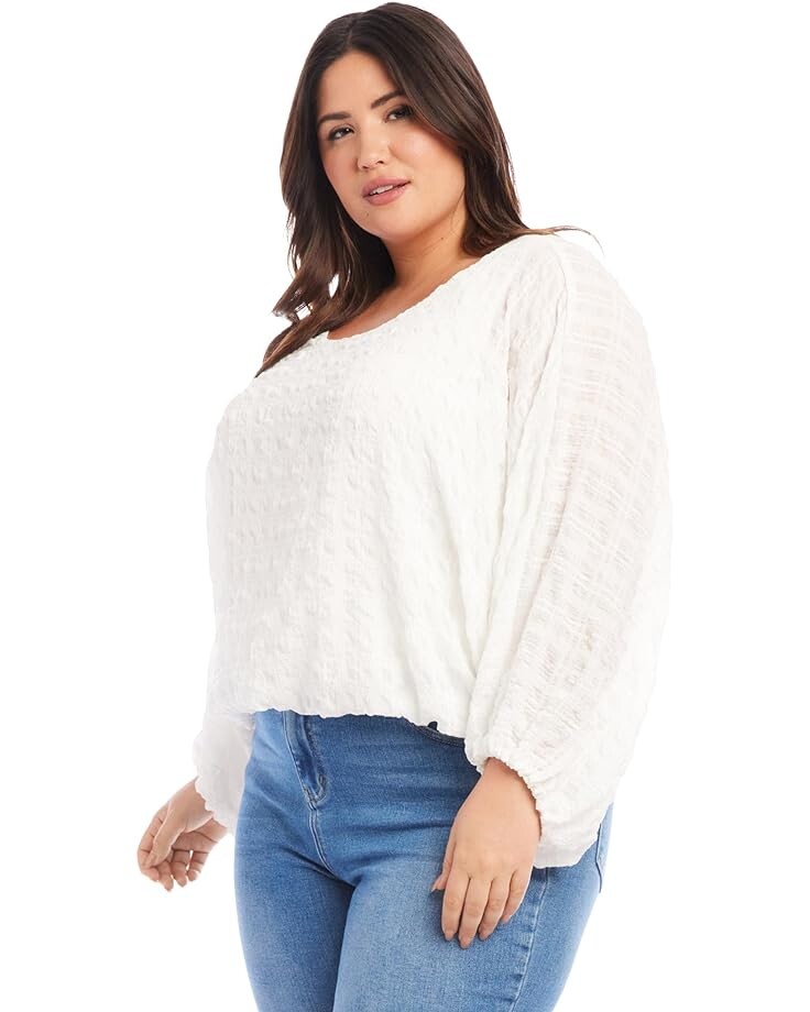 

Топ Karen Kane Plus Size Lantern Sleeve Top, белый