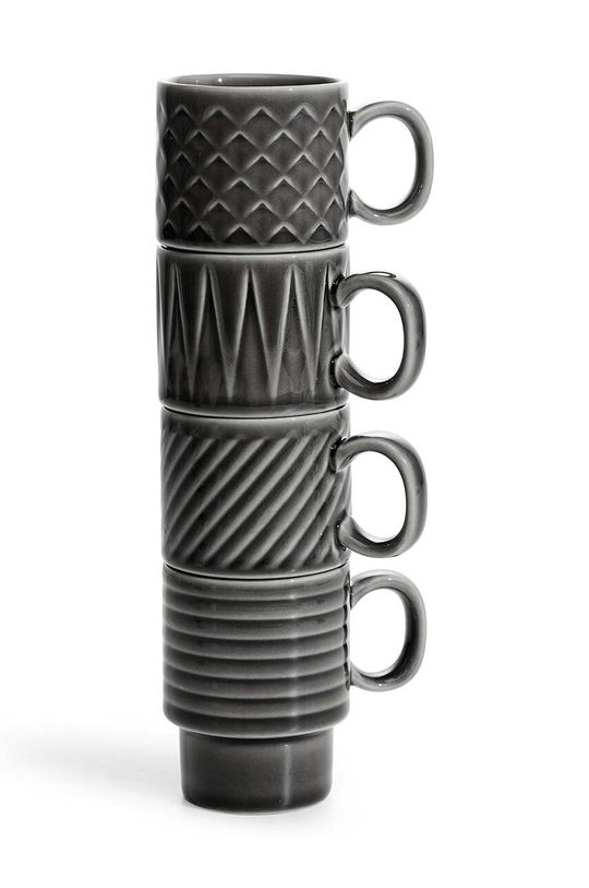 набор чашек кофейных зайцы ложки из серебра 4 предмета Набор кофейных чашек Coffee & More, 4 шт. Sagaform, серый