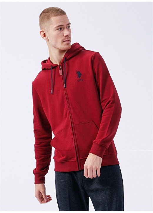 

Красная мужская толстовка с воротником с капюшоном U.S. Polo Assn., Красный