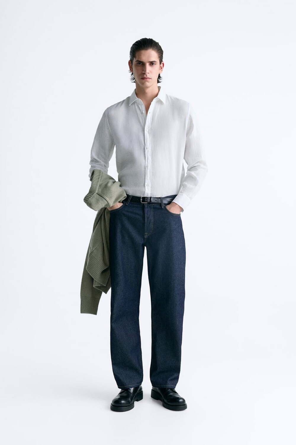 

Льняная рубашка ZARA, белый