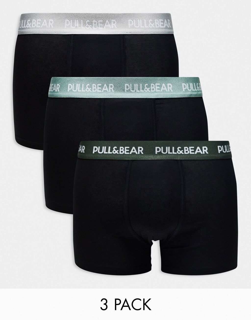 

Комплект из трех боксеров Pull&Bear цвета хаки, серого и зеленого цвета
