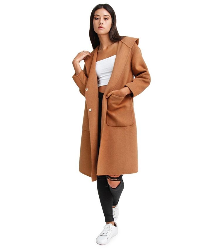 

Женское пальто большого размера из смесовой шерсти Belle & Bloom, цвет Beige