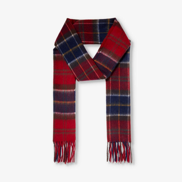 

Шарф из шерсти и кашемира с узором «тартан» и бахромой Barbour, красный