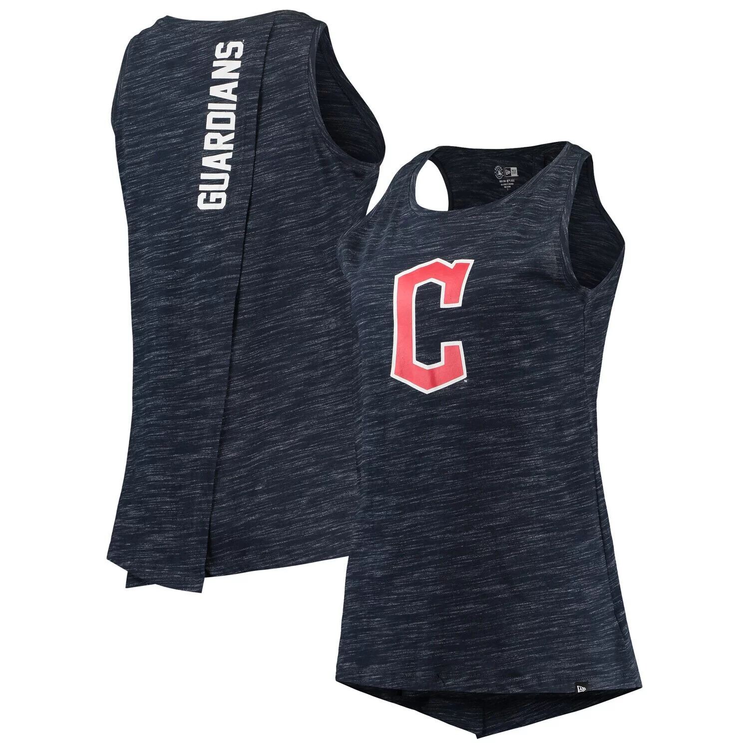 

Женская темно-синяя майка New Era Cleveland Guardians Space Dye с узлом на спине New Era