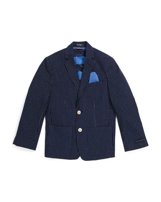 

Куртка в полоску с добби из жатого хлопка для мальчиков Big Boys Tommy Hilfiger, синий