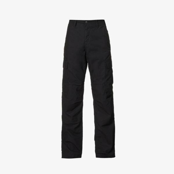 

Хлопковые брюки прямого кроя с нашивкой-логотипом Carhartt Wip, черный