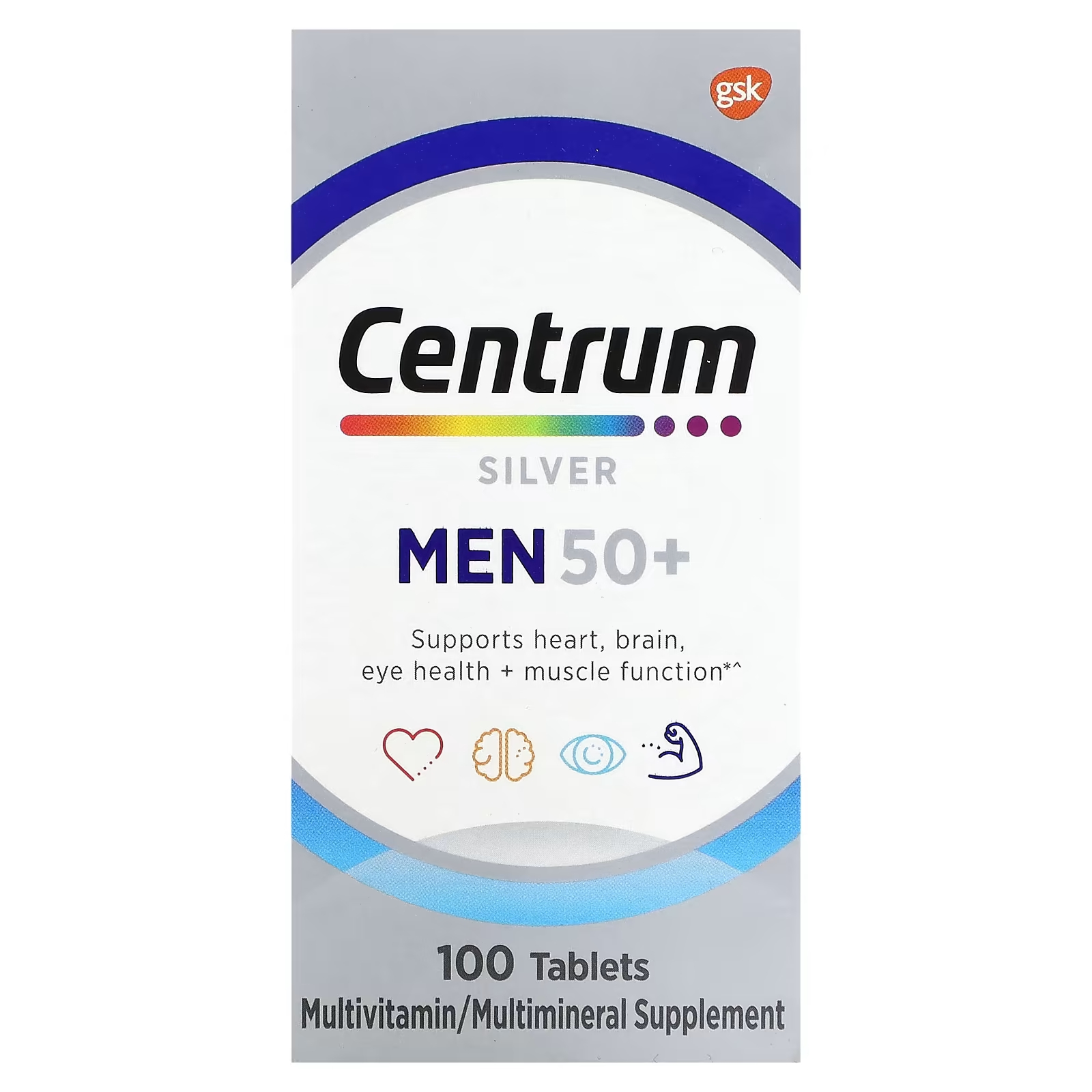 Мультивитаминная добавка Centrum Silver для мужчин 50+, 100 таблеток gat men s multi test мультивитаминная добавка для мужчин повышающая уровень тестостерона 90 таблеток