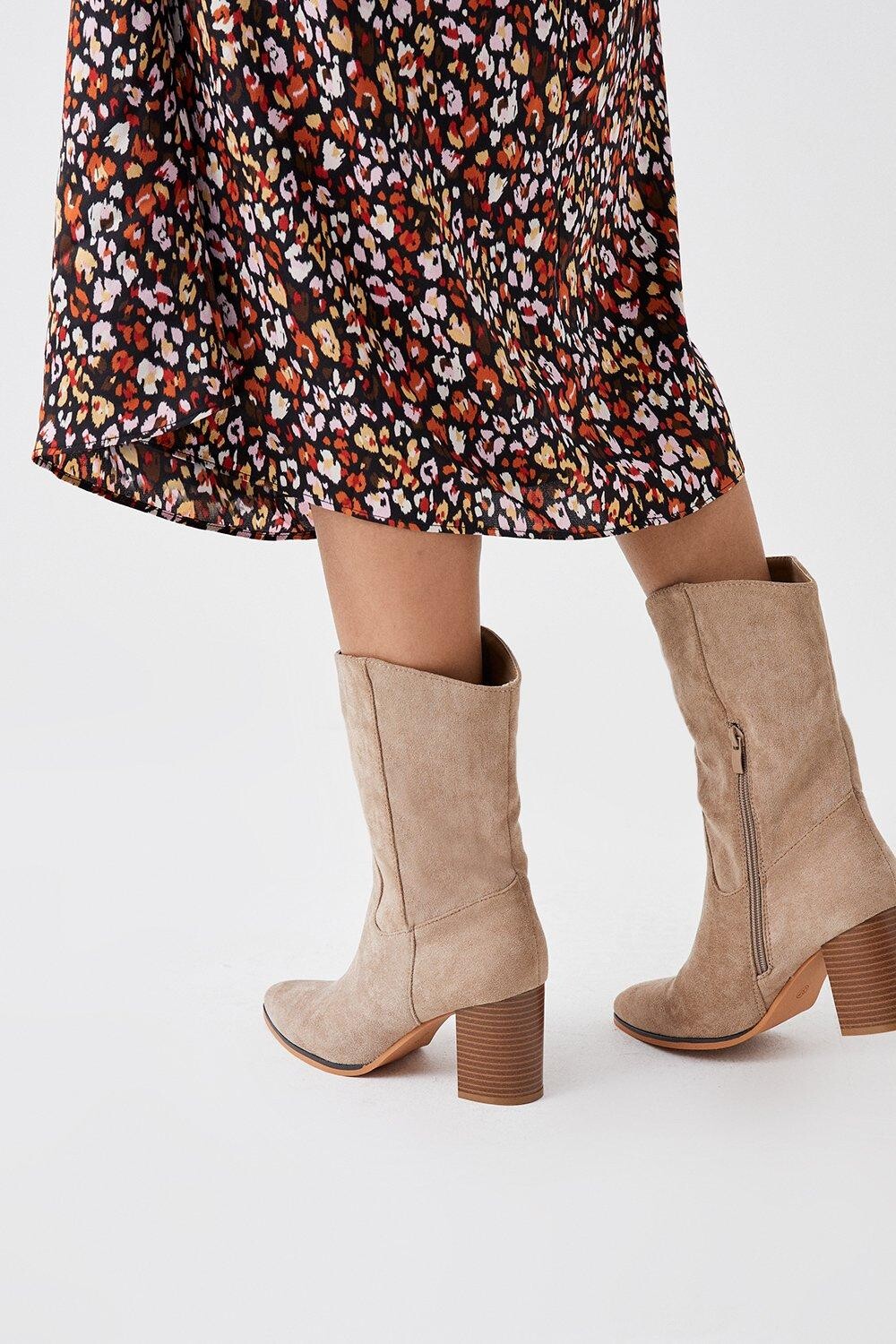 

Ботинки Mackenzie Clean Western до голени Dorothy Perkins, бежевый