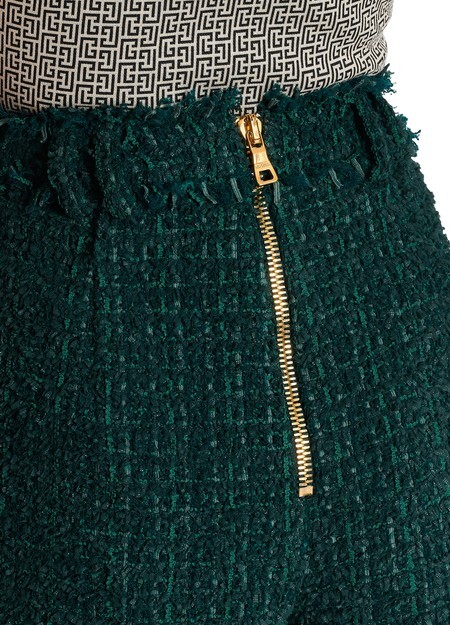 

Твидовые шорты с пуговицами Balmain, зеленый