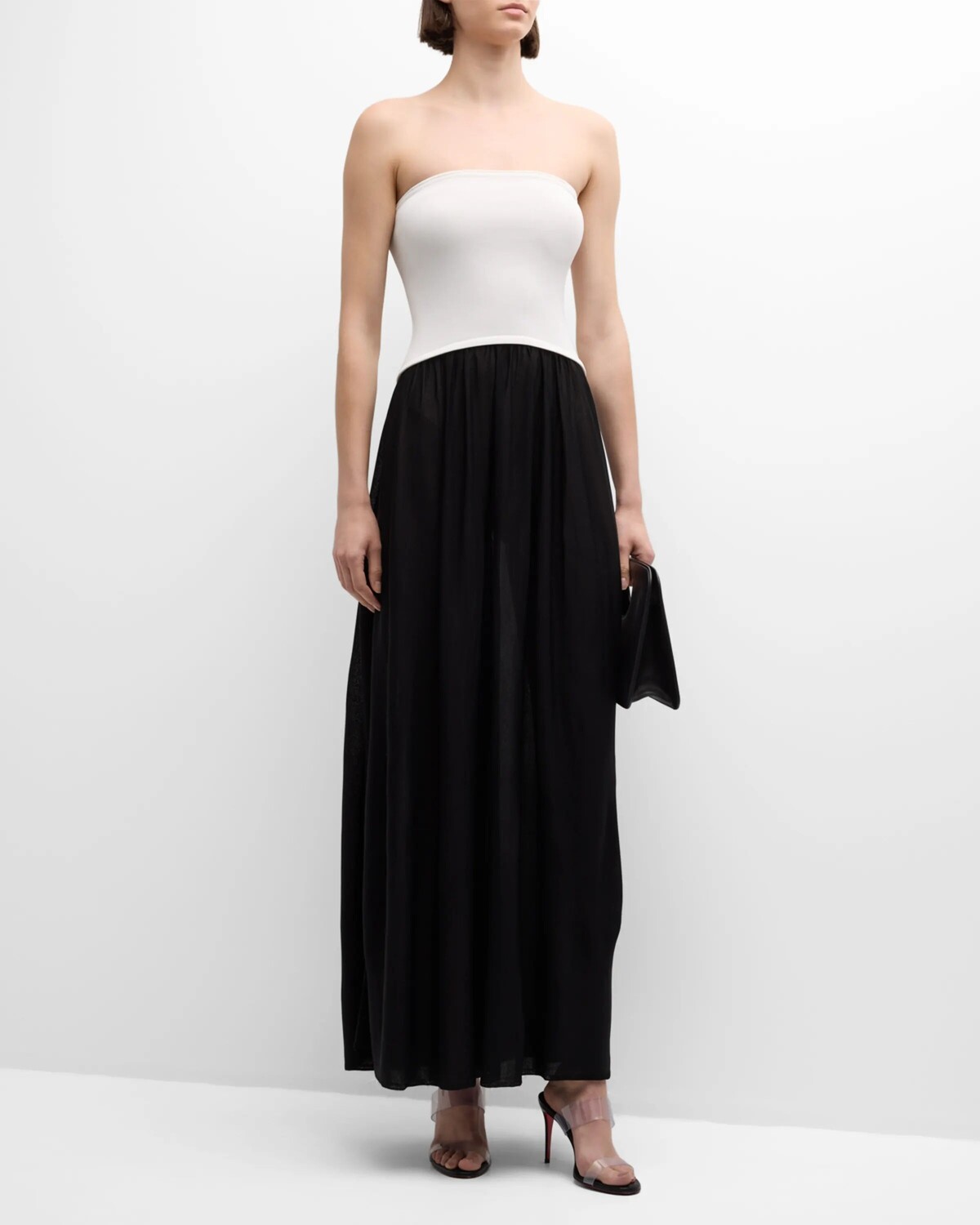 

Двухцветное платье без бретелек Sasha Solid and Striped, цвет Noir