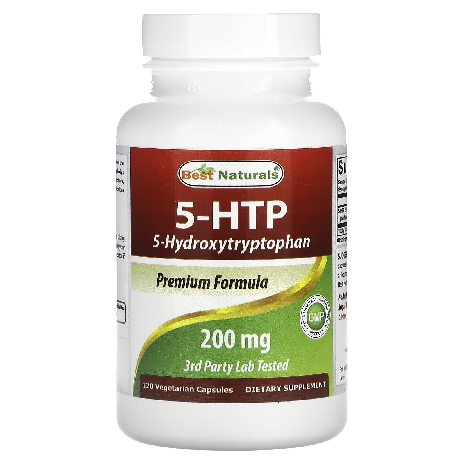 5-гидрокситриптофан Best Naturals 5-HTP 200 мг, 120 капсул 5 гидрокситриптофан обогащенный витаминами b6 и c doctor s best 120 растительных капсул
