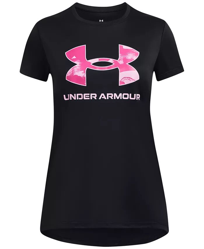 

Футболка с короткими рукавами и большим логотипом Big Girls с техническим принтом Under Armour, черный