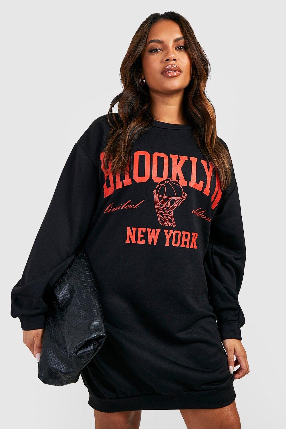 

Платье с принтом brooklyn new york Boohoo, черный