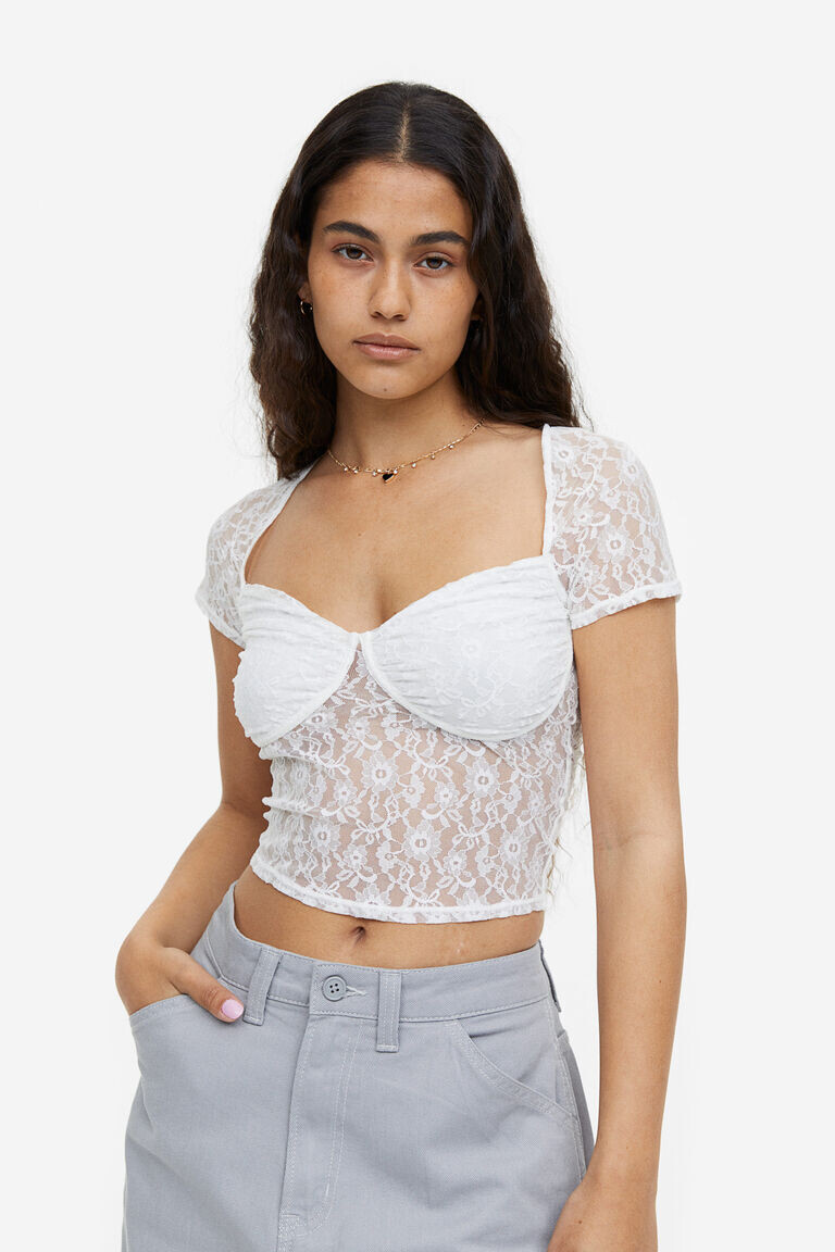 

Топ-бюстье со сборками H&M, белый