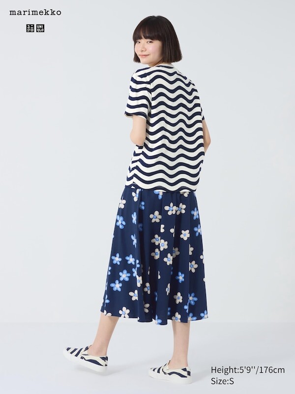 

Юбка из льняной смеси Uniqlo, синий