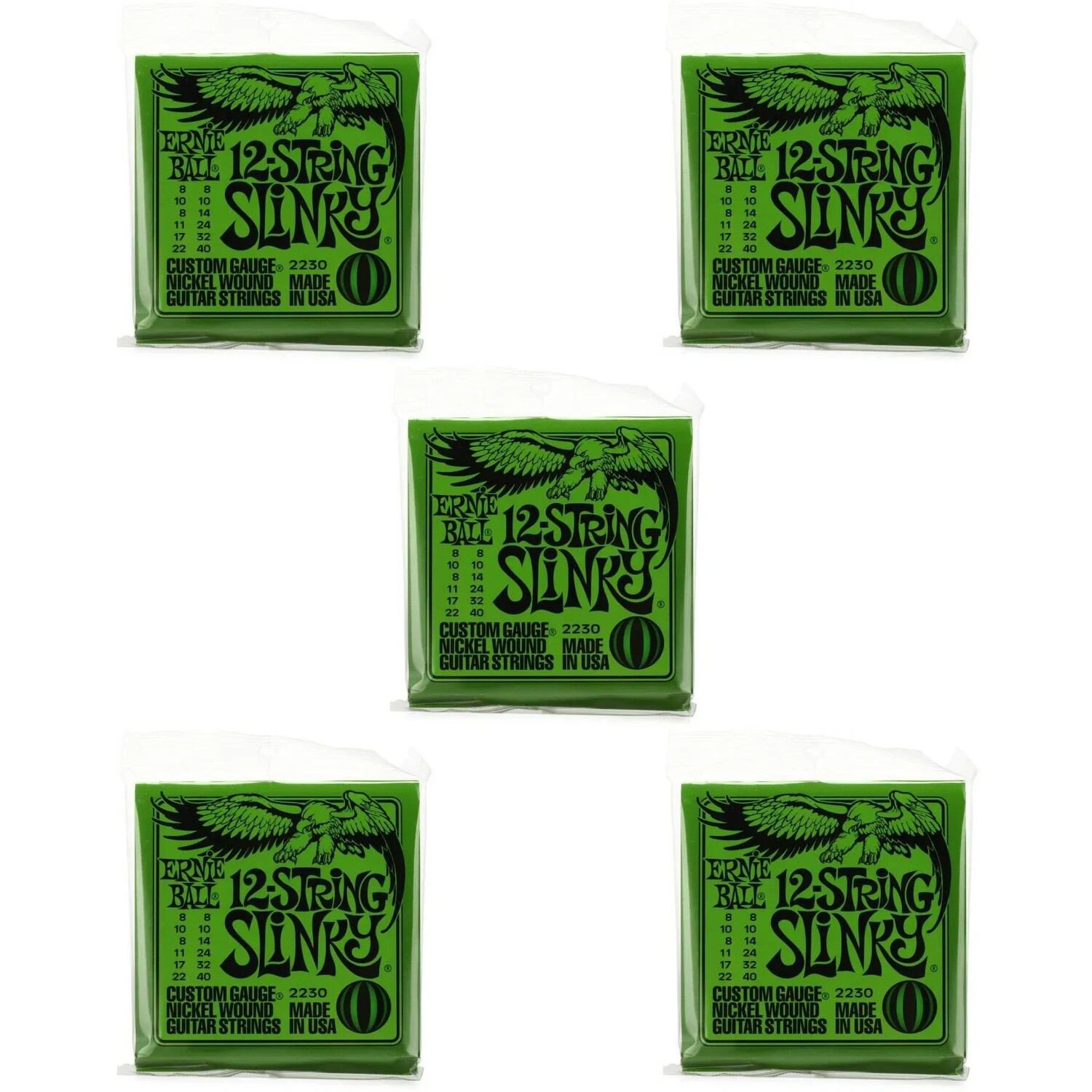 

Струны для электрогитары Ernie Ball 2230 Regular Slinky с никелевой обмоткой — .008-.040, 12 струн (5 шт. в упаковке)