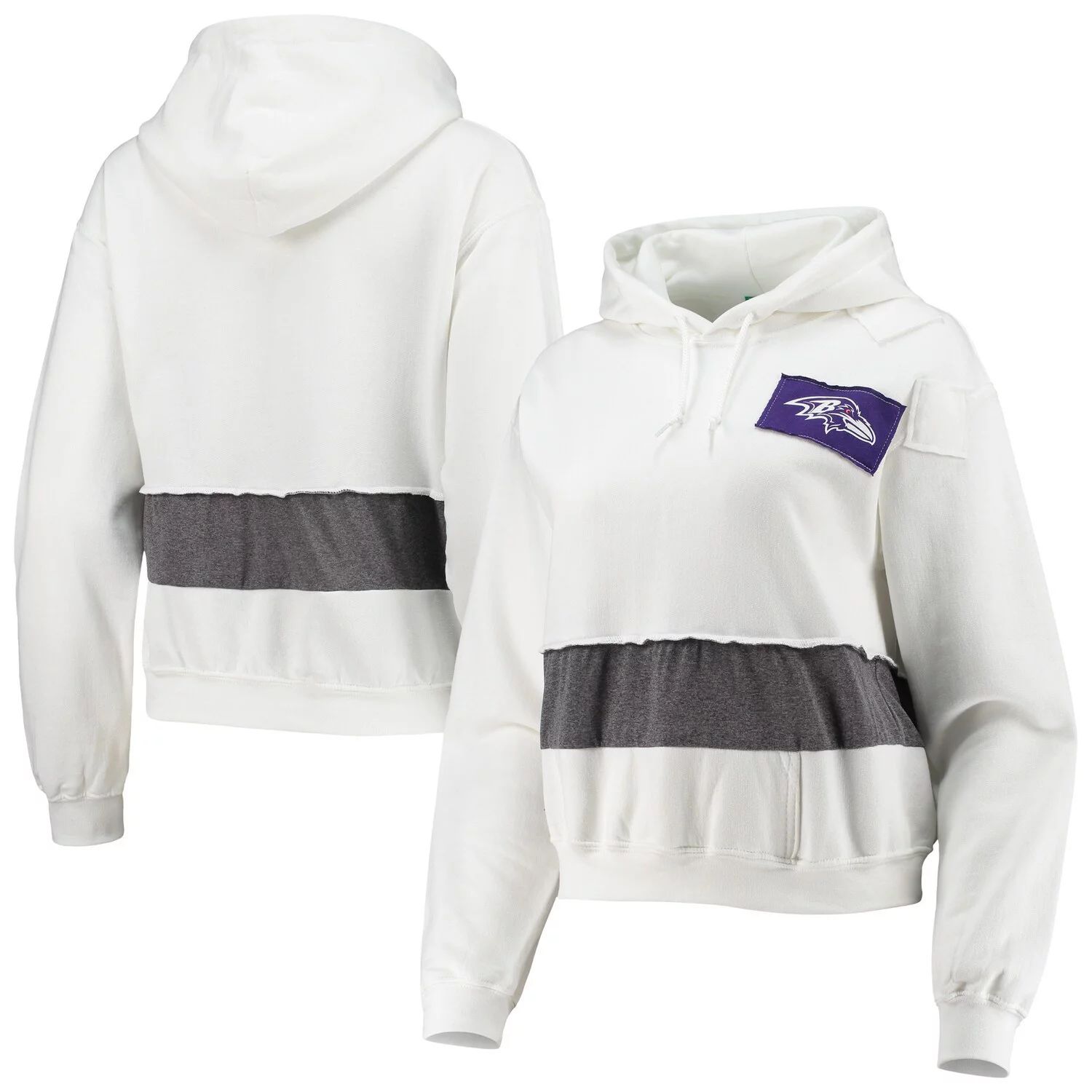 цена Женский укороченный пуловер с капюшоном Baltimore Ravens Refried Apparel белого цвета