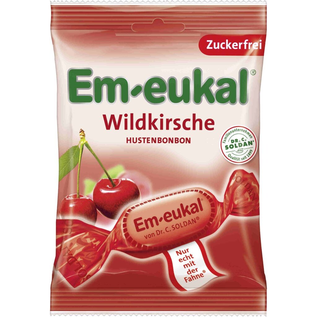 

Em eukal таблетки от кашля без сахара, дикой вишни, без лактозы, 75 г Soldan