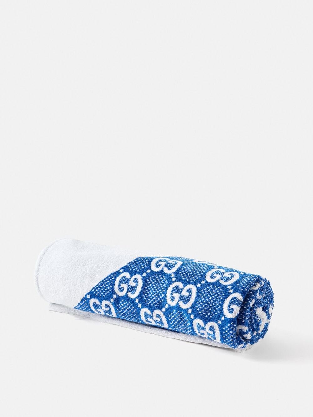 

Пляжное полотенце из хлопковой махры с gg-жаккардом Gucci, синий