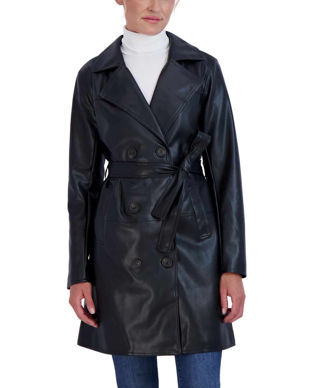 

Женский плащ из искусственной кожи Sebby Collection, черный