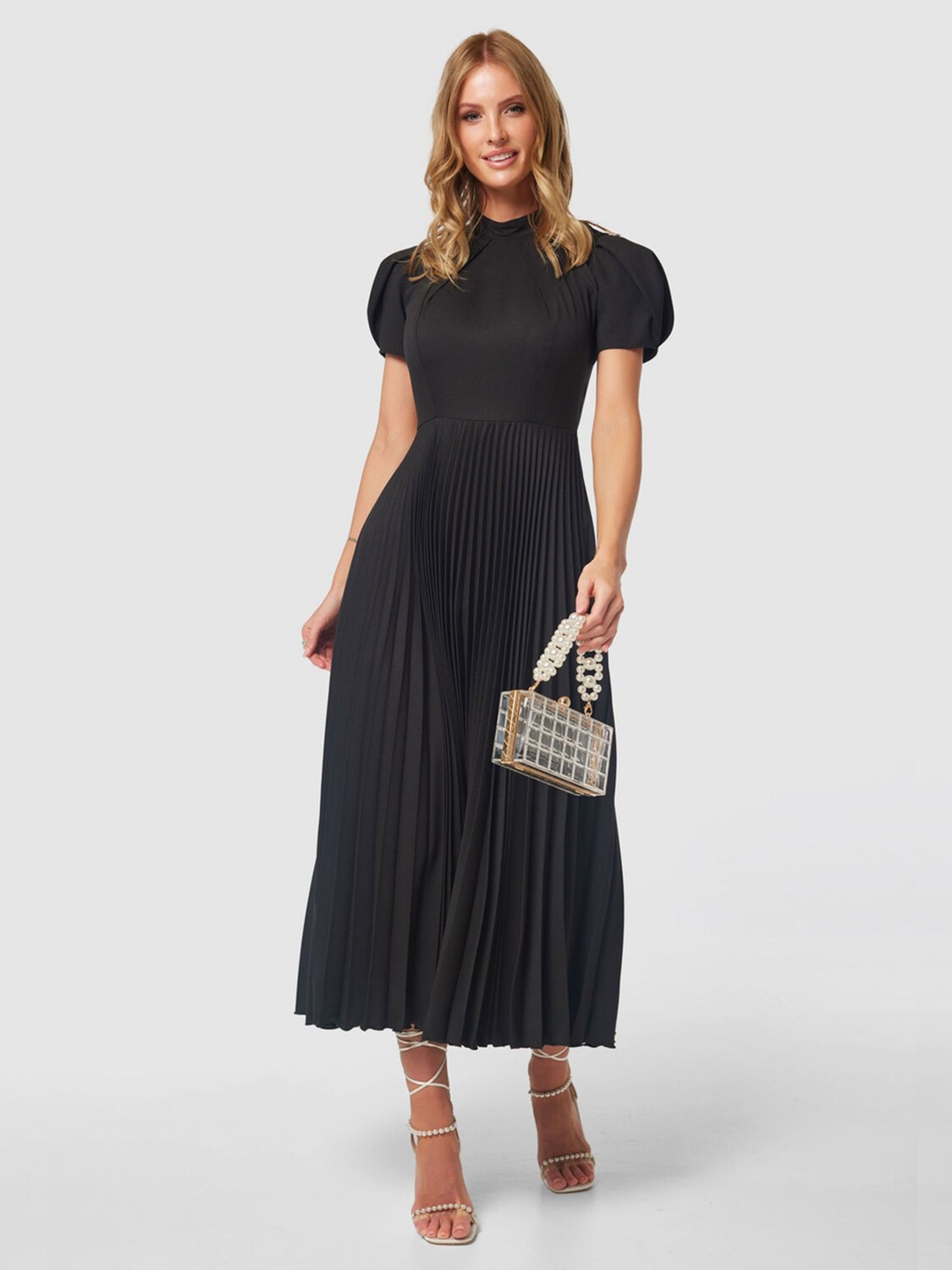

Плиссированное платье из крепа Closet London, черный