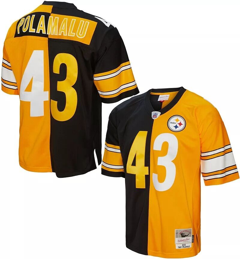 

Мужская футболка Mitchell & Ness Pittsburgh Steelers Troy Polamalu № 43, 2005 г., сплит-возврат