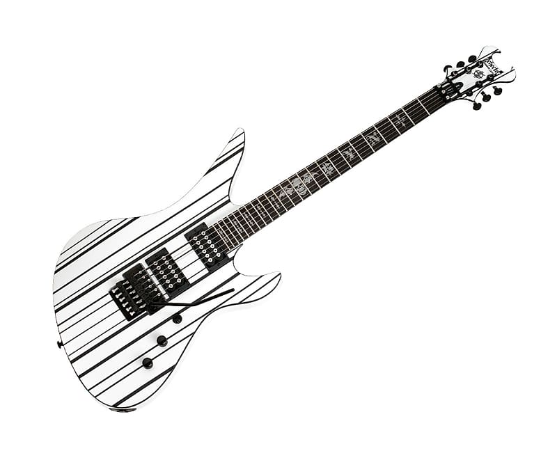 цена Электрогитара Schecter Synyster Standard Electric Guitar - White w/ Black Stripes