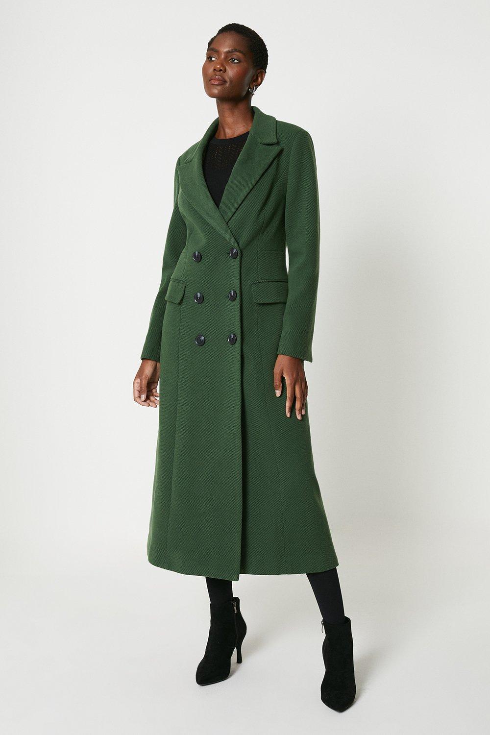 Пальто макси в стиле милитари с саржевым воротником Wallis, зеленый пальто loft пальто в стиле куртки