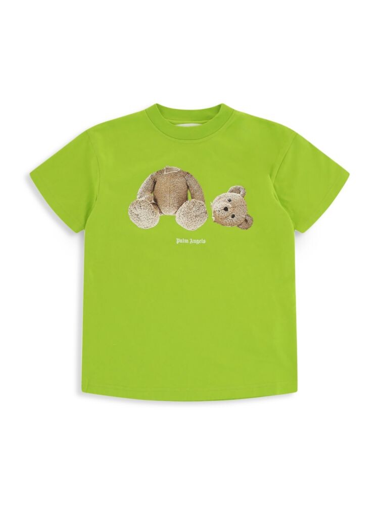 

Футболка с логотипом Little Boy's & Boy's Teddy Palm Angels, цвет Green Brown