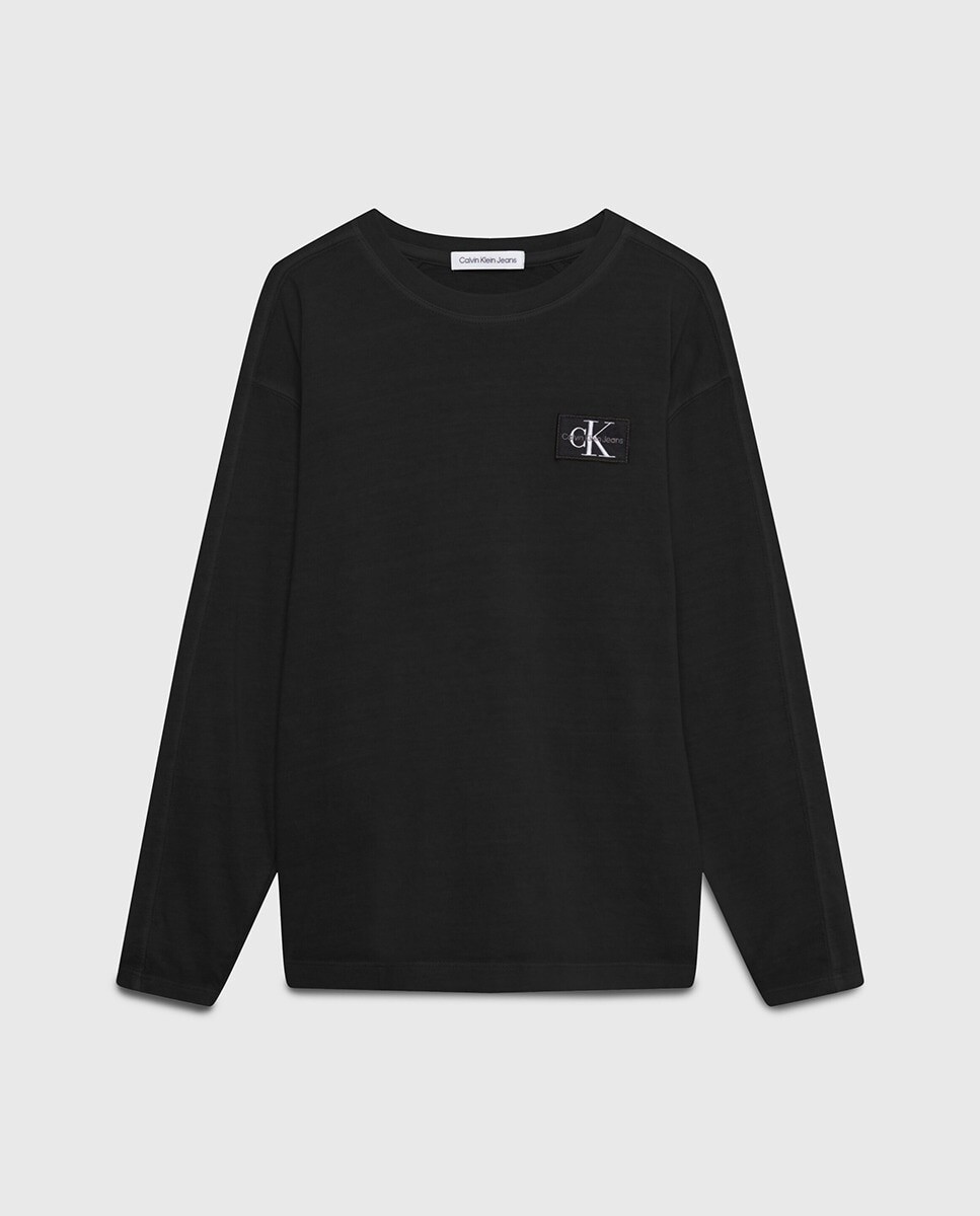 

Черная футболка для мальчика с длинными рукавами Calvin Klein, черный