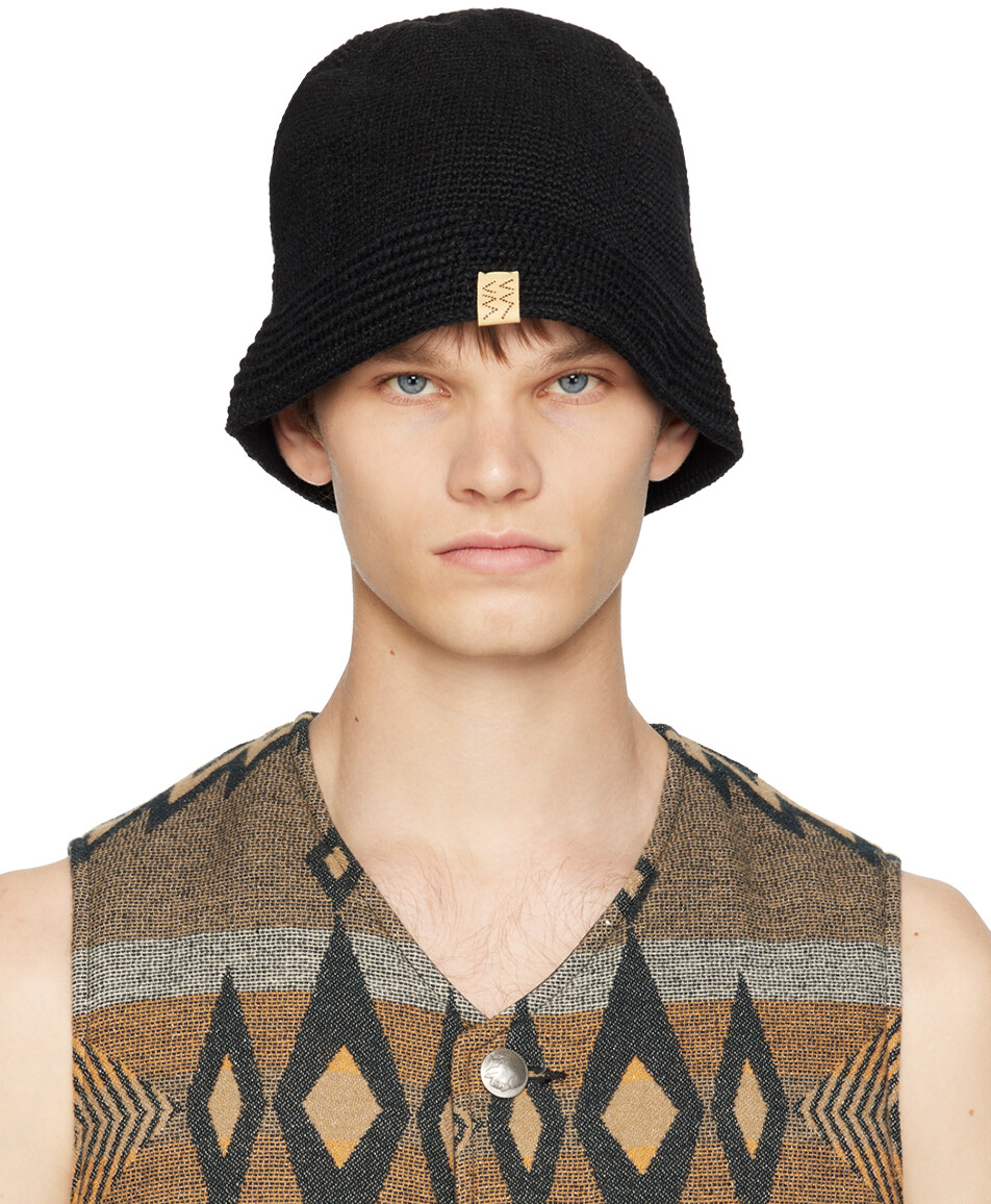 

Черная вязаная панама крючком Visvim