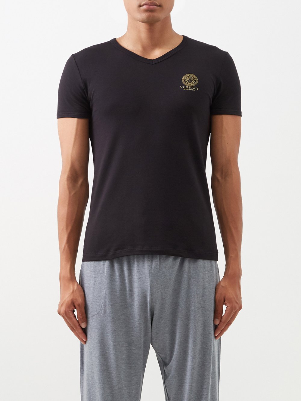 Пижамная футболка с логотипом medusa Versace, черный