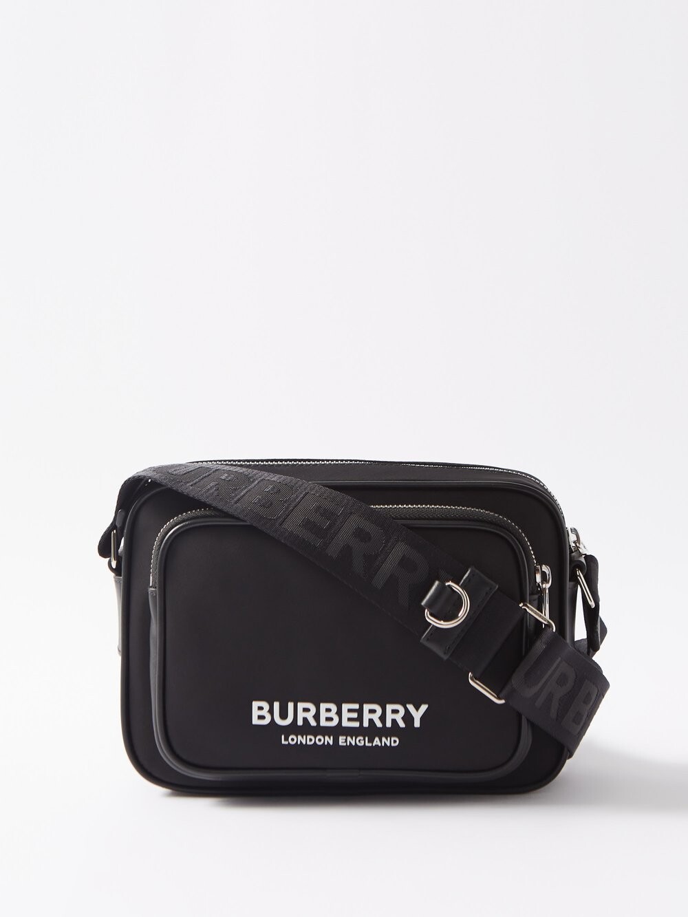 

Нейлоновая сумка через плечо с кожаной отделкой и логотипом Burberry, черный