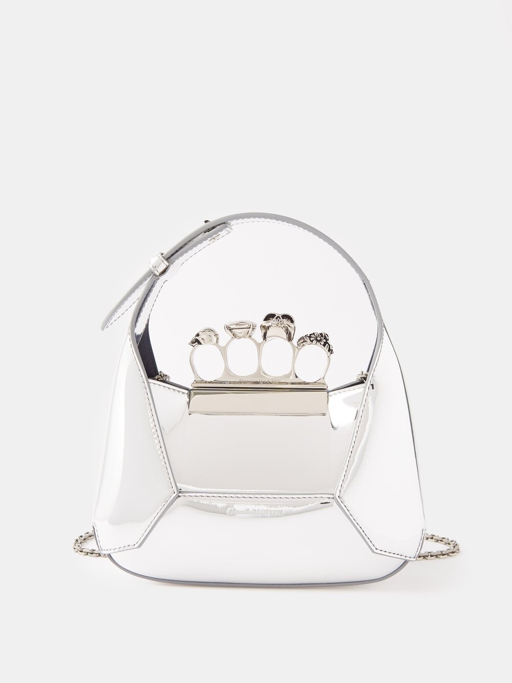 

Мини-клатч four ring из искусственной кожи Alexander McQueen, серебряный
