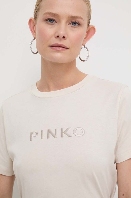 

Хлопковая футболка Pinko, бежевый