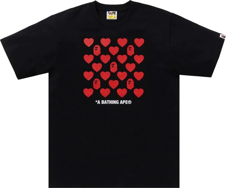 

Футболка BAPE Heart Pattern Box 'Black', черный