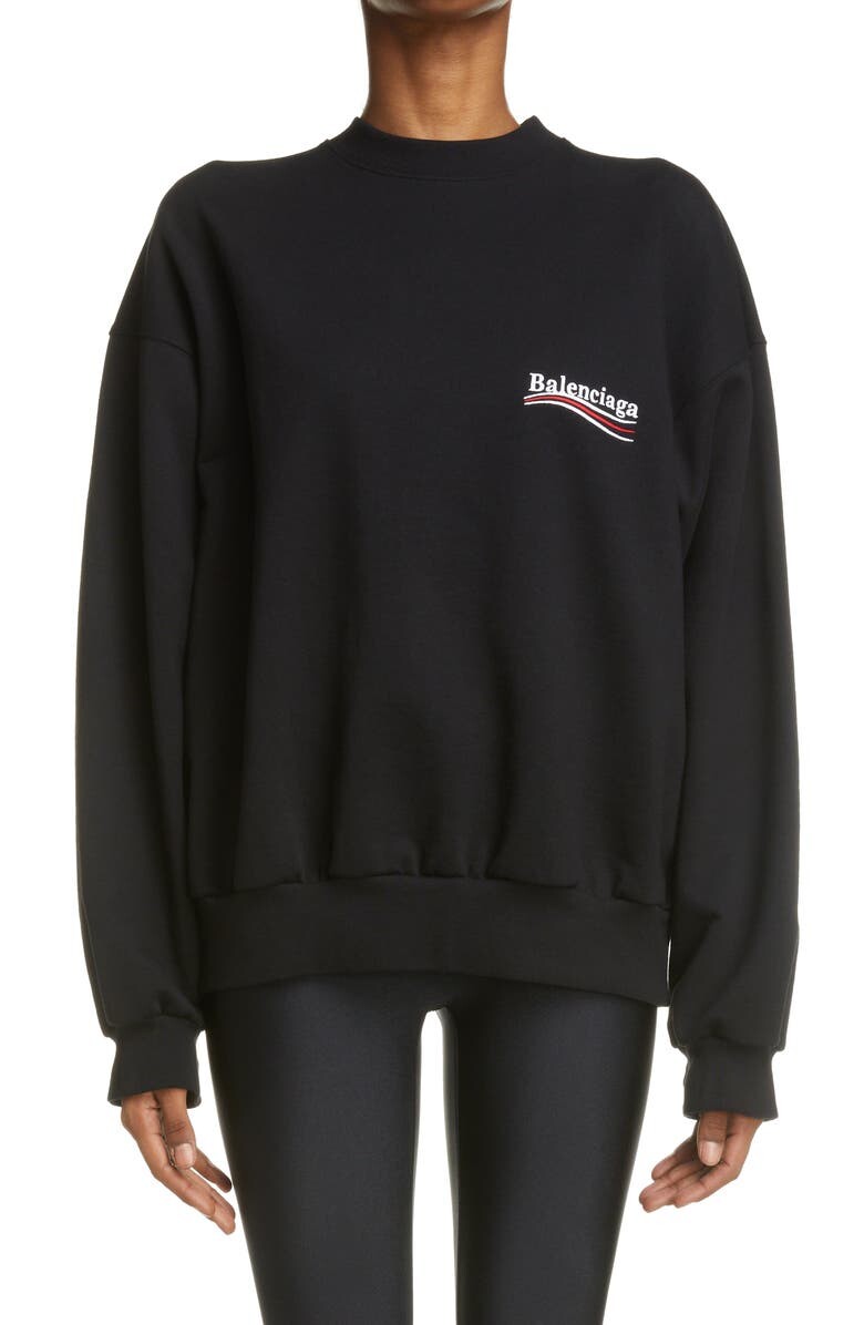 

Хлопковая толстовка с вышивкой Campaign BALENCIAGA, черный/белый