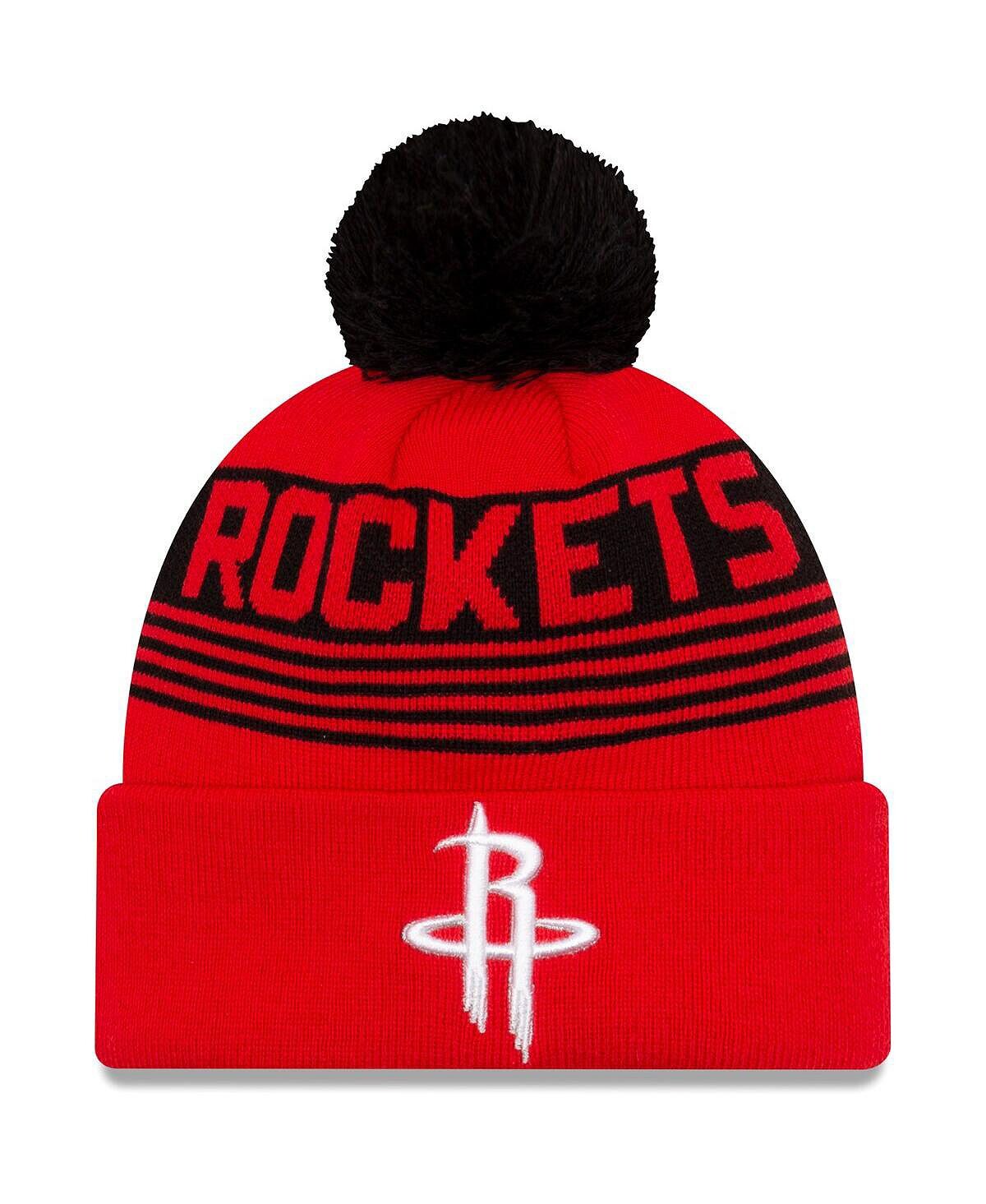 

Мужская красная вязаная шапка с манжетами и помпоном Houston Rockets New Era