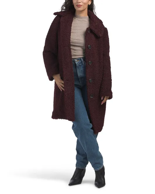 

Однобортное пальто с круглым воротником Sam Edelman, цвет Burgandy