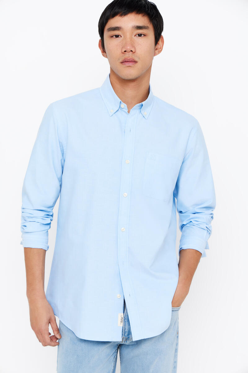 Однотонная оксфордская рубашка Cortefiel, синий однотонная оксфордская рубашка cortefiel белый