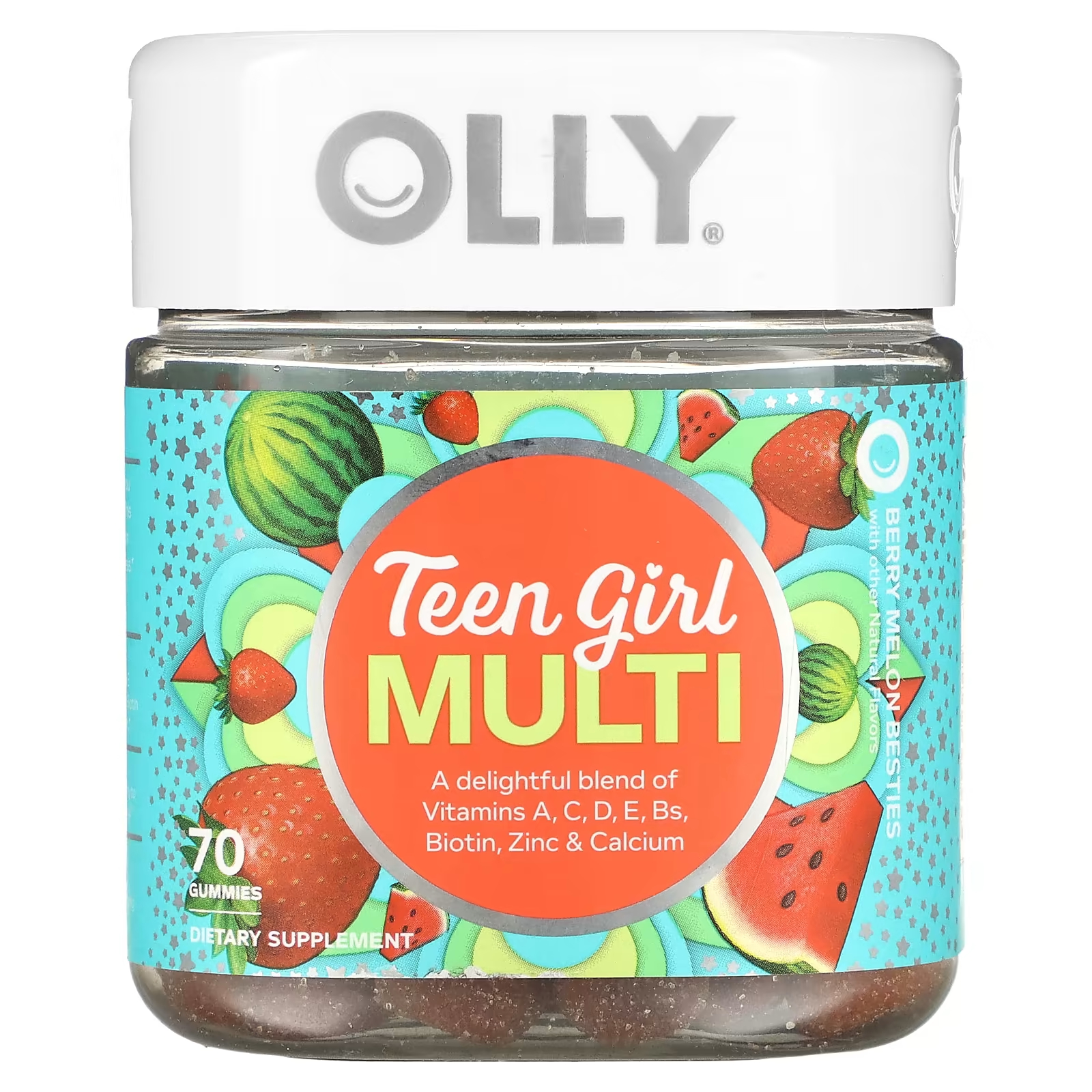 Пищевая добавка Olly Besties с ягодами и дыней, 70 жевательных конфет olly teen girl multi berry melon besties 70 жевательных таблеток