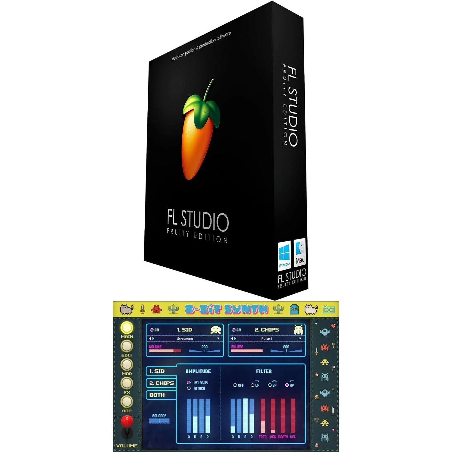 

Image Line FL Studio Fruity Edition и комплект 8-битного синтезатора UVI