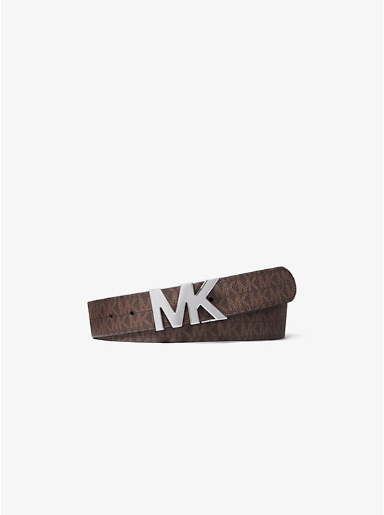 Двусторонний ремень с пряжкой с логотипом Michael Kors Mens, коричневый кетинг с логотипом и кожаными кроссовками michael kors mens коричневый