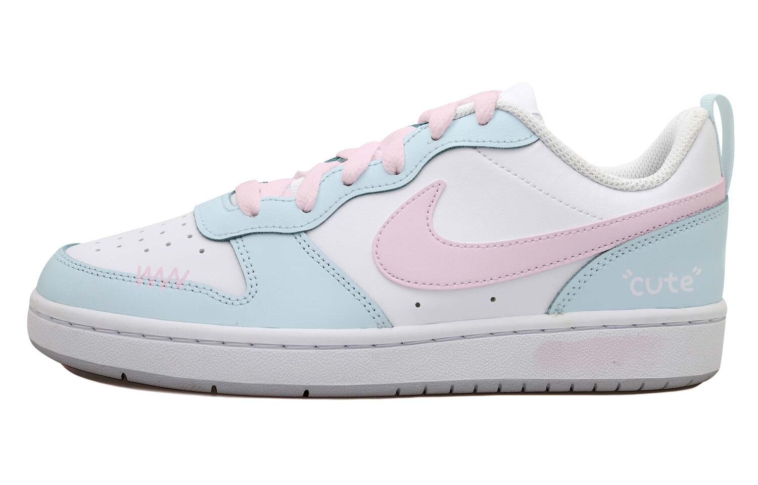

Кроссовки Nike Court Borough 2 Skateboarding Shoes Women's Low-top Pink Blue White, розовый