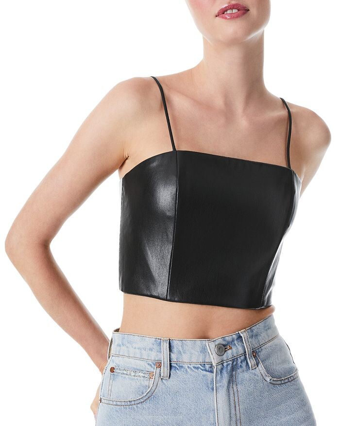 

Топ Pearle из веганской кожи на тонких бретельках Alice and Olivia