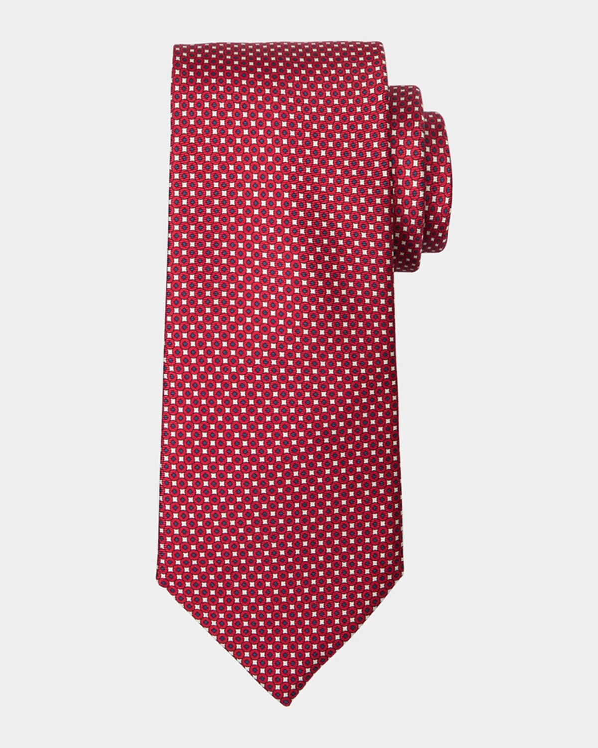

Мужской шелковый галстук с завязками и круглым вырезом Zegna, цвет Md Red Fan