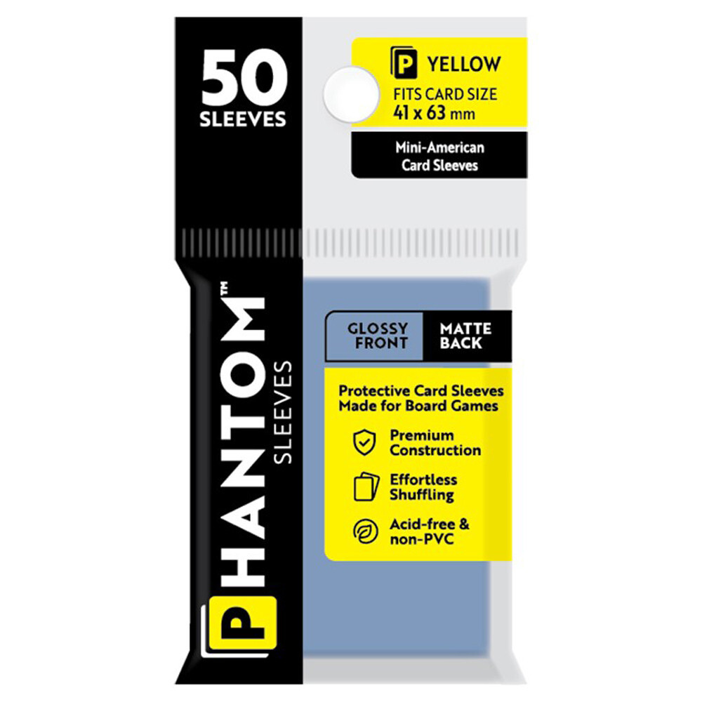 

Аксессуары Capstone Games Phantom Sleeves: Yellow Size 41 x 63mm - Glossy/Matte (50)